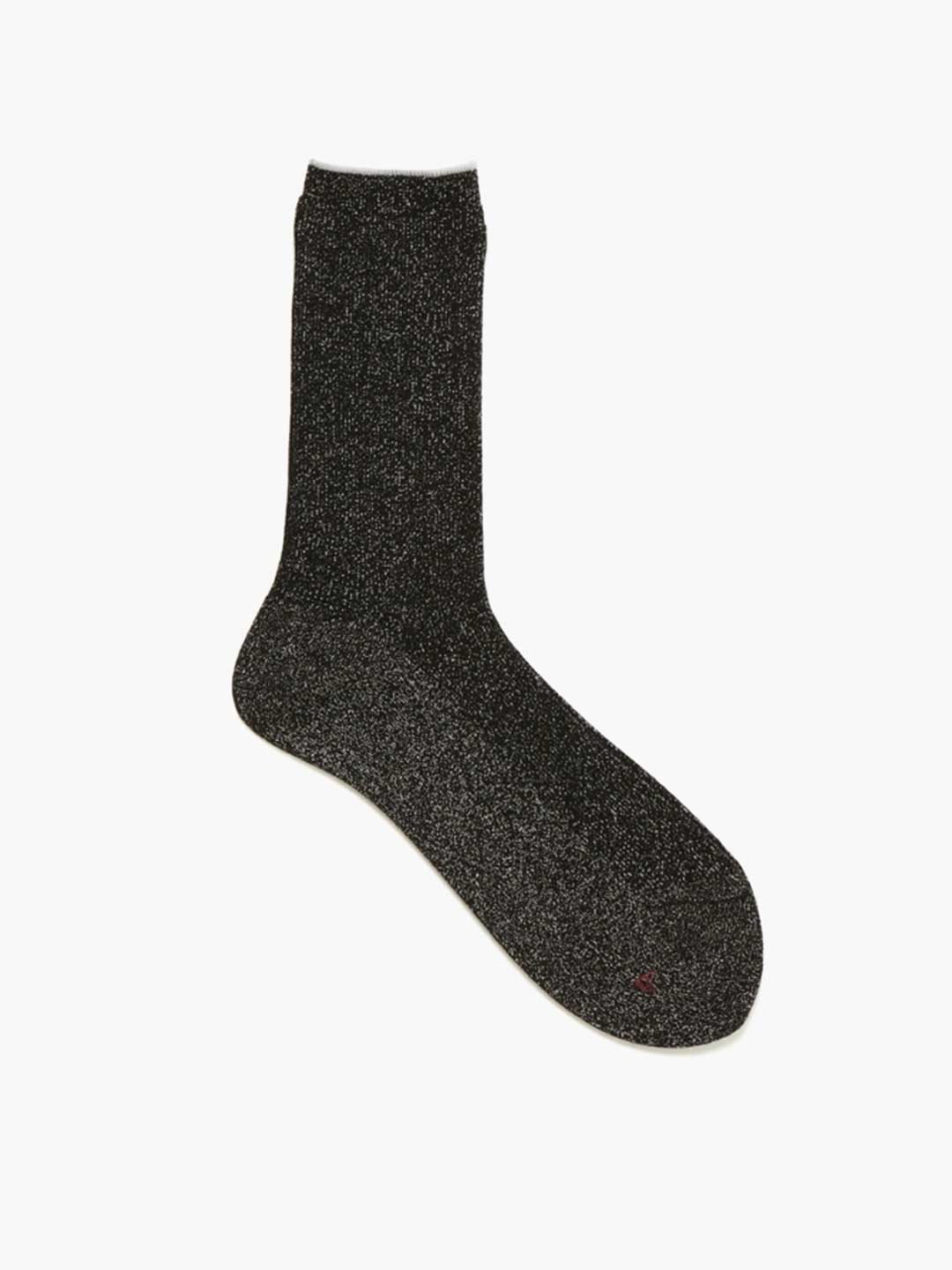 Lurex Fine Ribbed Socks - Black
