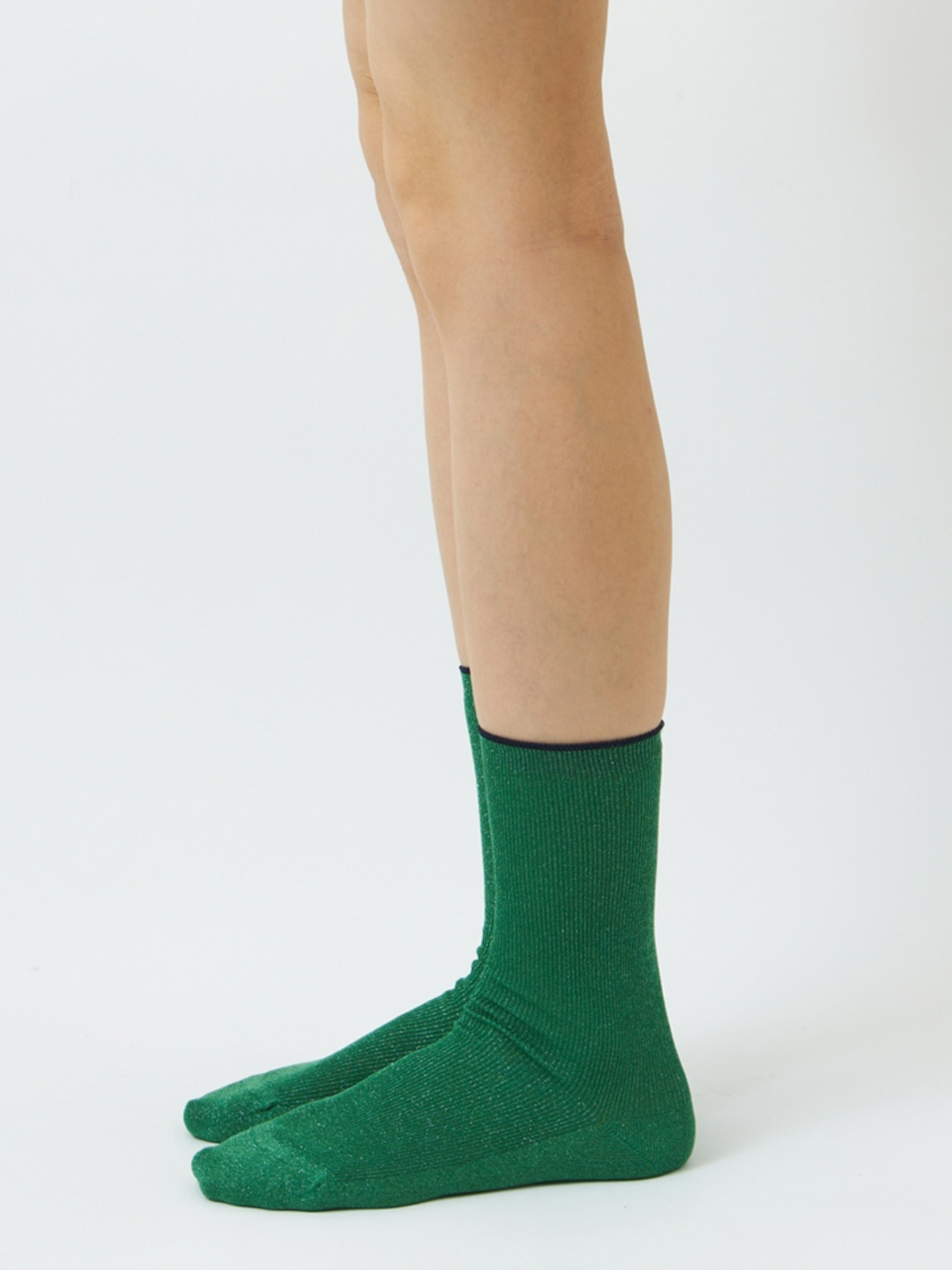 Lurex Fine Ribbed Socks - Green