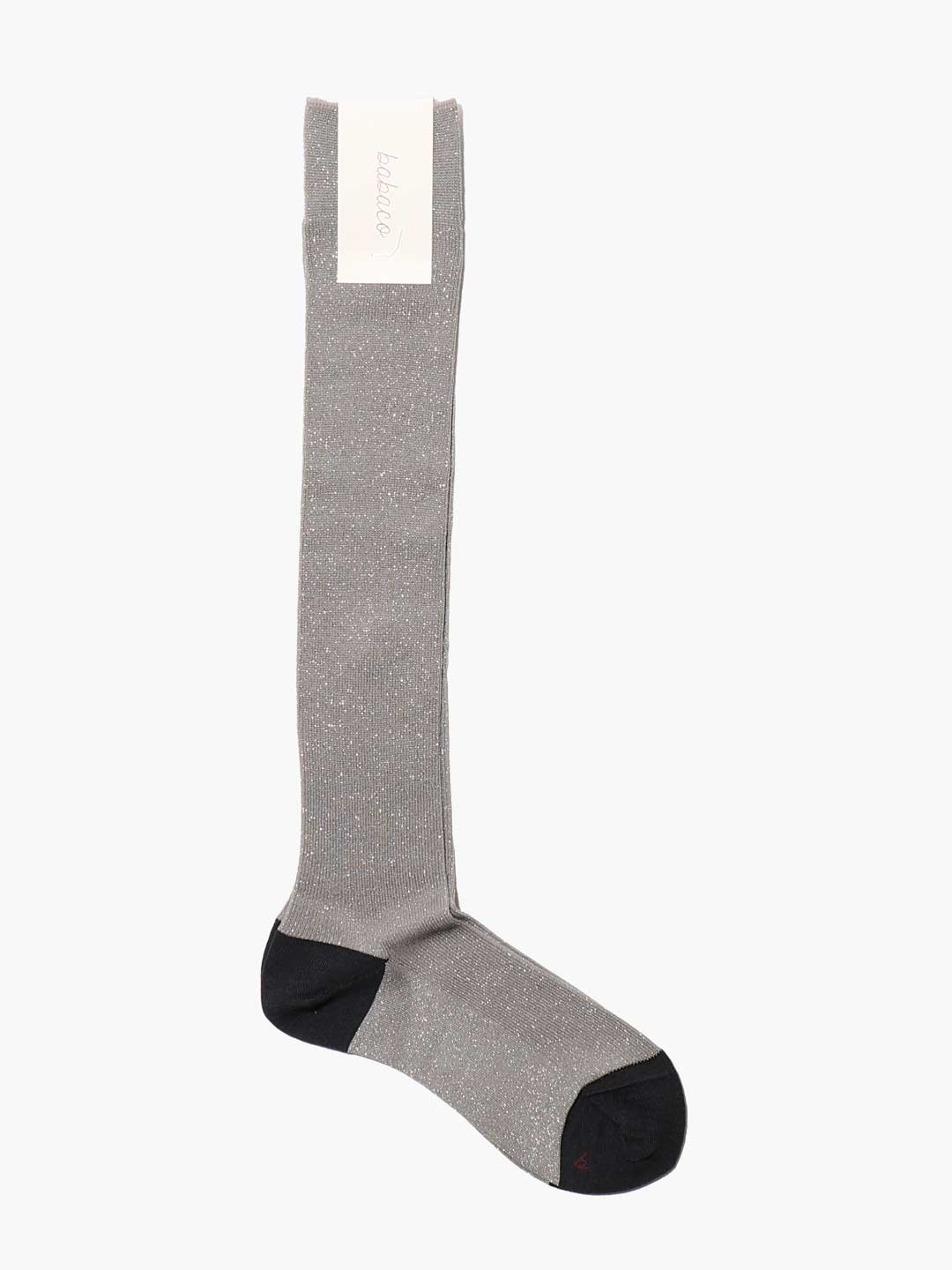 Lurex Fine Ribbed Knee High Socks - Silver
