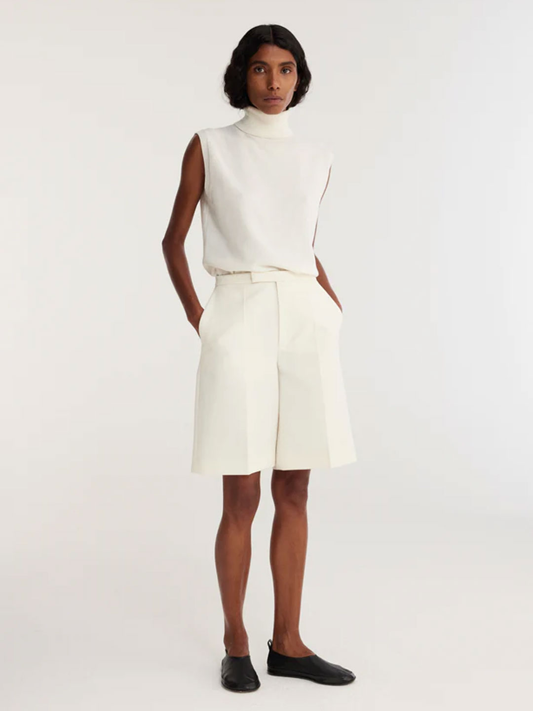 Tailored Wool Shorts - Ivory