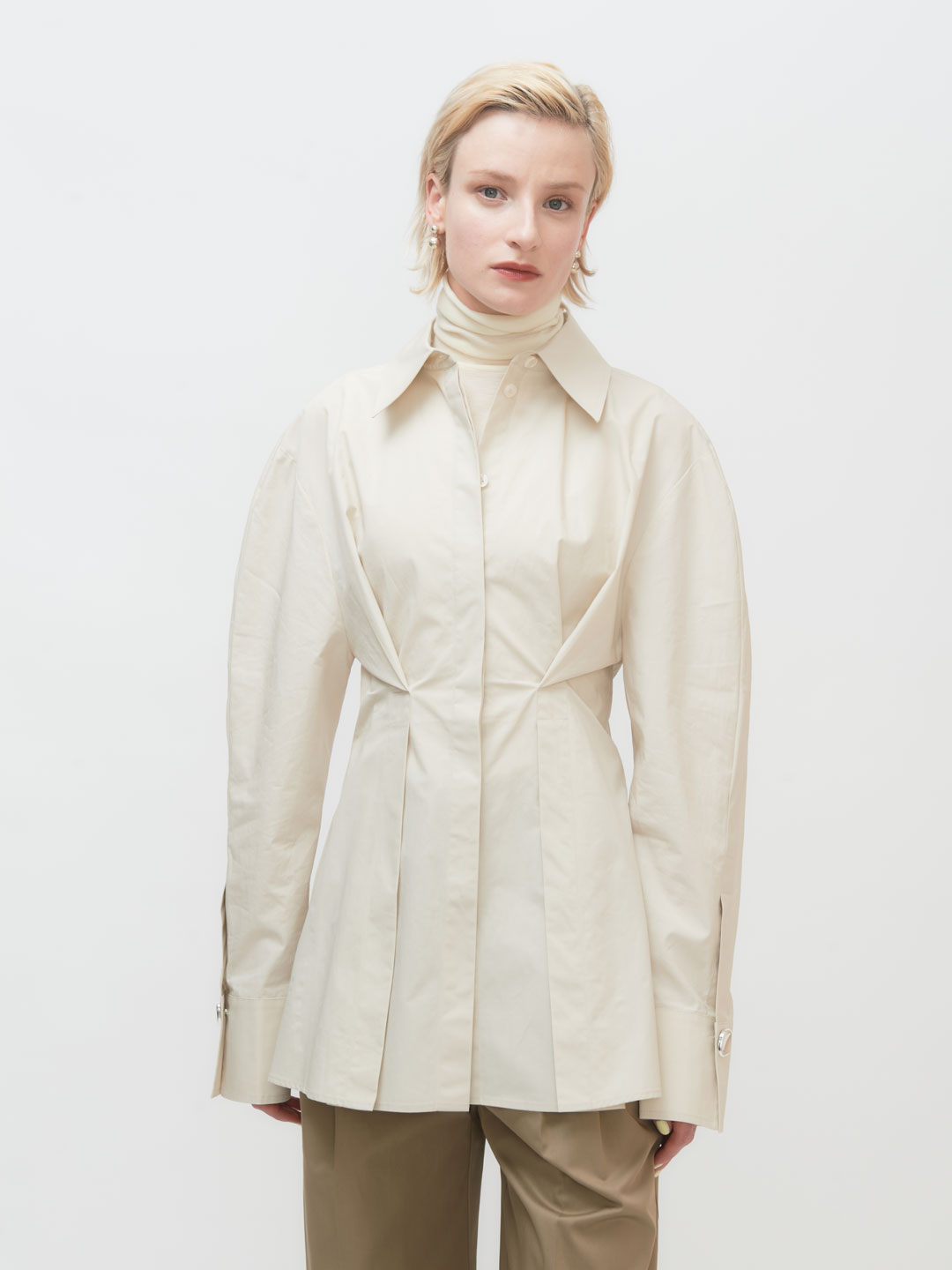 Waisted Poplin Shirt - Ivory