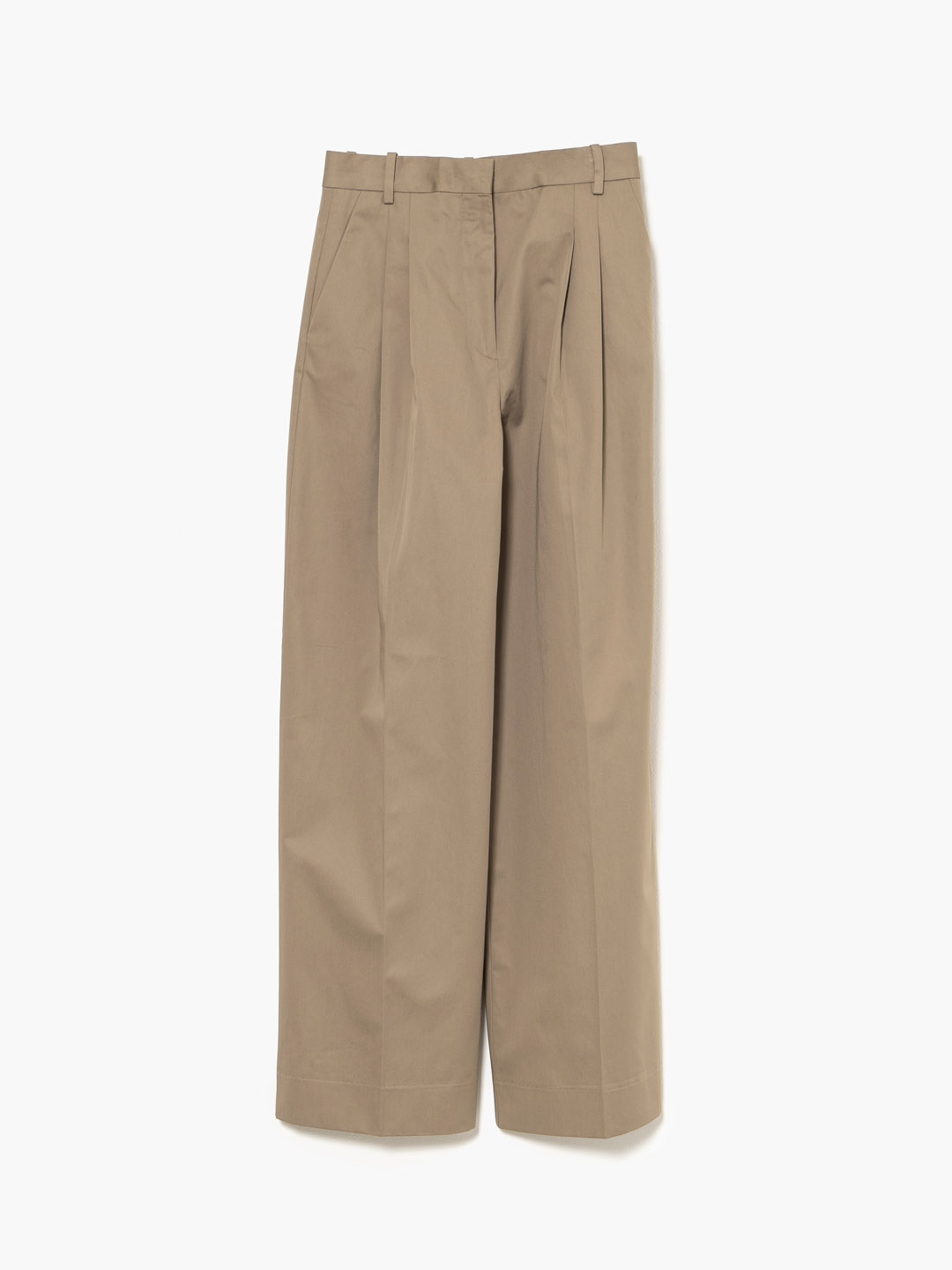 Wide Leg Pleated Chino - Beige