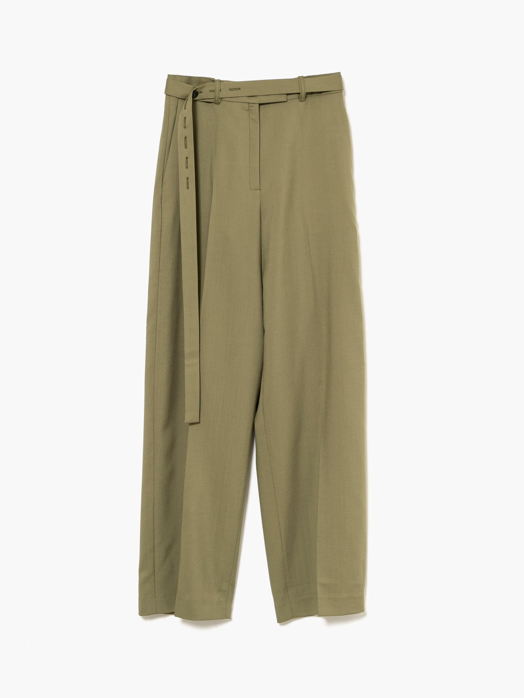 Belted Wide Leg Trousers - Olive