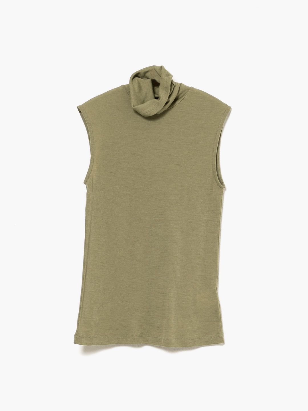 Fine Merino Sleeveless Turtleneck - Olive