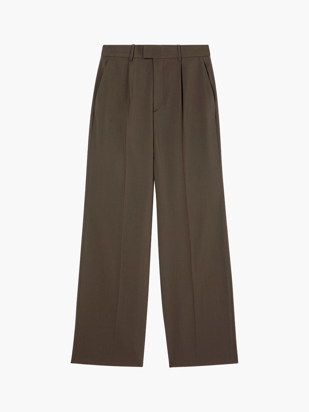 Relaxed Single Pleated Trousers - Heather Brown