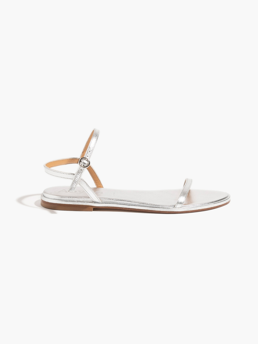 Nettie Laminated Nappa Leather Sandals - Silver