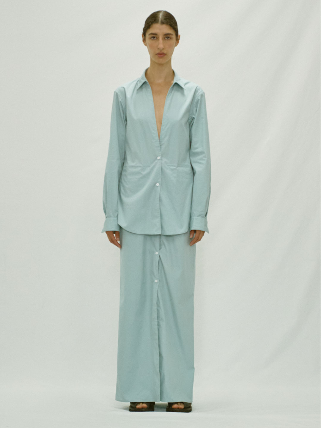 Long Shirt Dress - Sky Blue