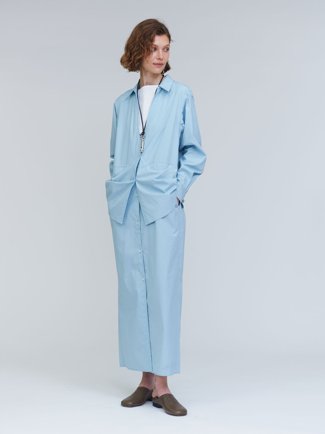 Long Shirt Dress - Sky Blue