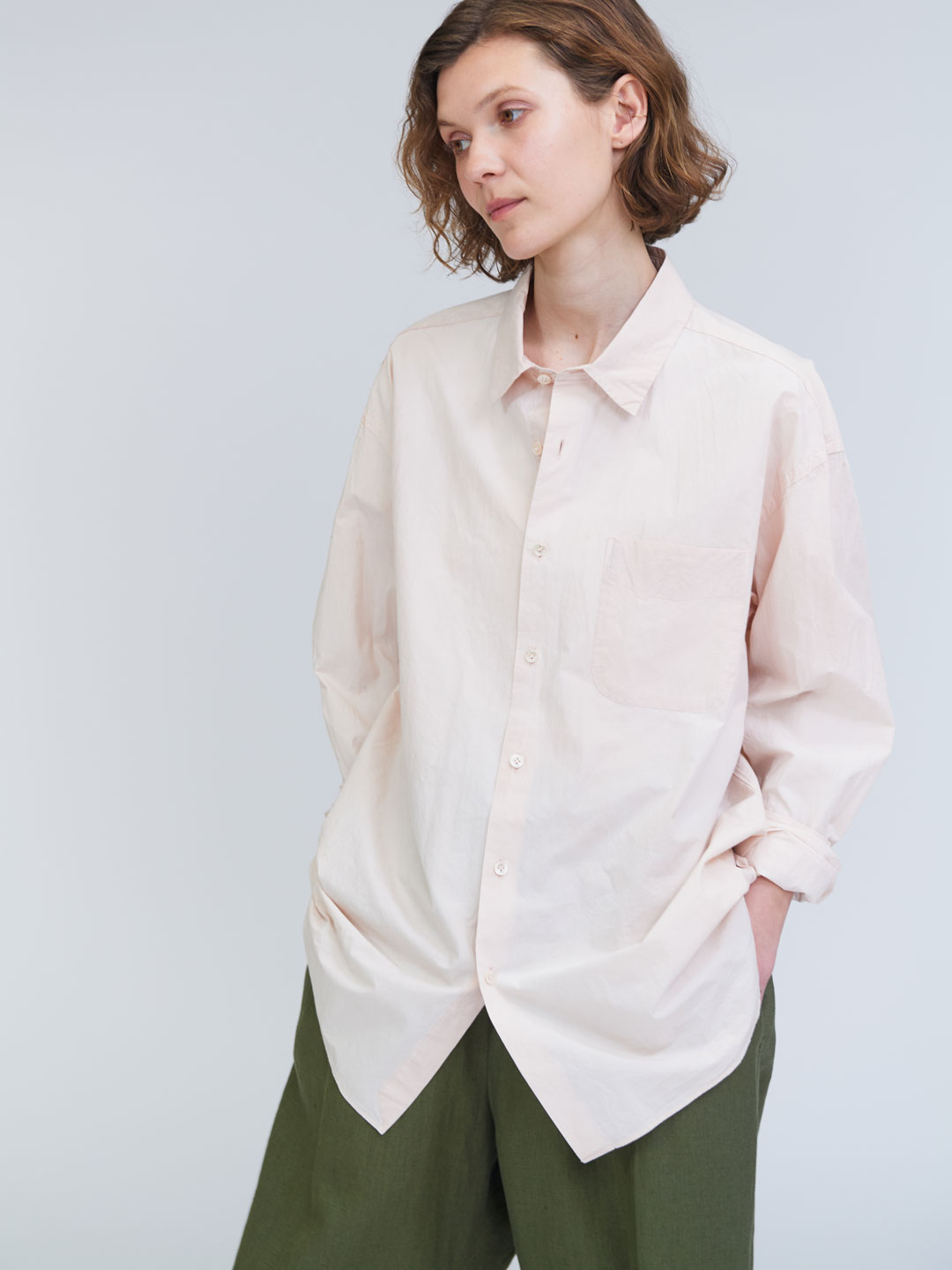 Regular Collar Shirt - Pink Beige