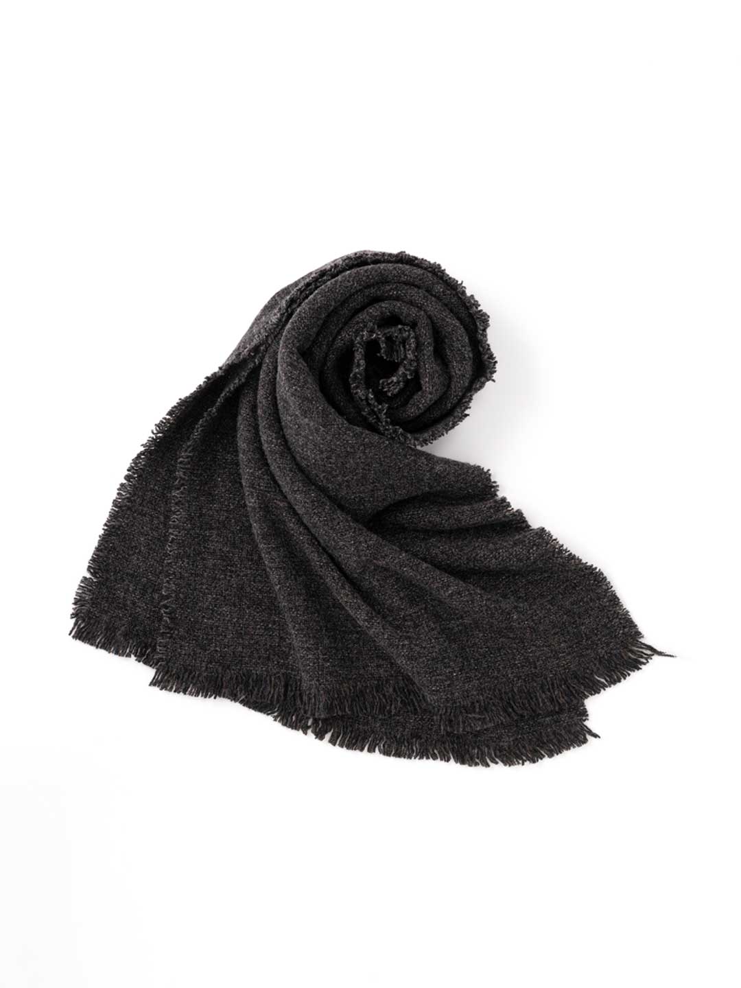 Wool Long Scarf - Black