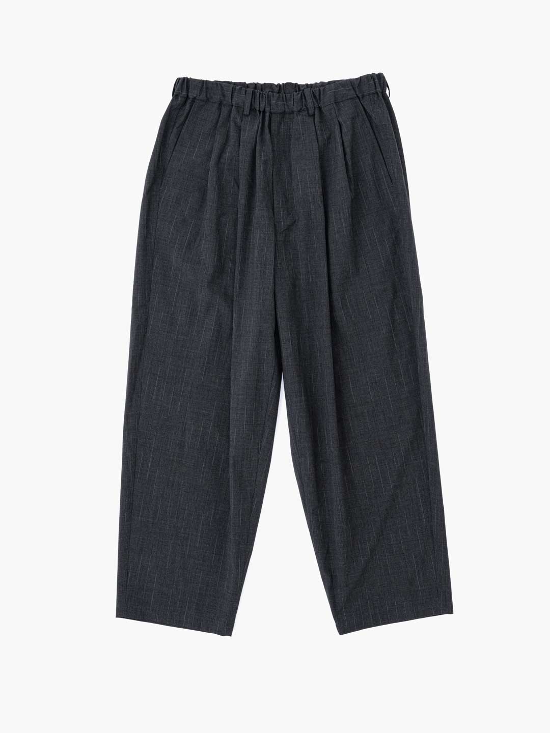 Double Pleated Wide Easy Pants - Charcoal Gray