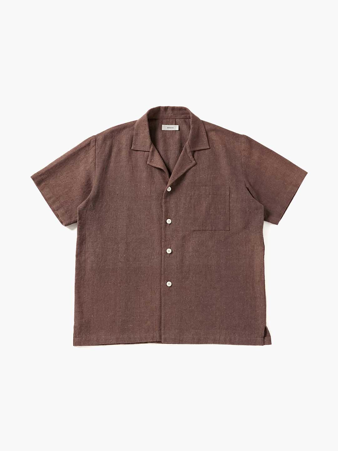 Handspun Hemp Open Collar Shirts - Brown