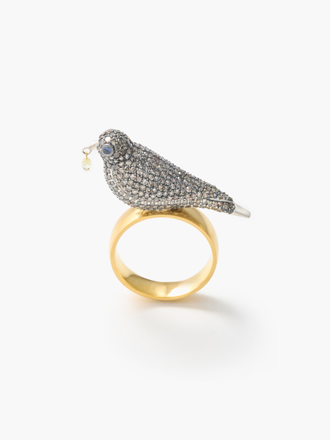 歌あわせ K18YG × Silver925 Pave Diamonds Alouette Pave Ring 【ar005】 - Multi