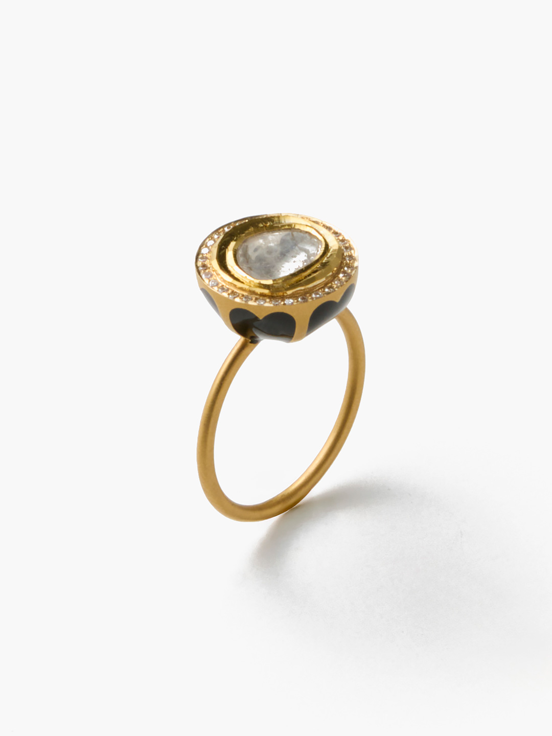 たまつゆ K18 Polki Diamond With Pave Ring 【sp007】 - Yellow Gold