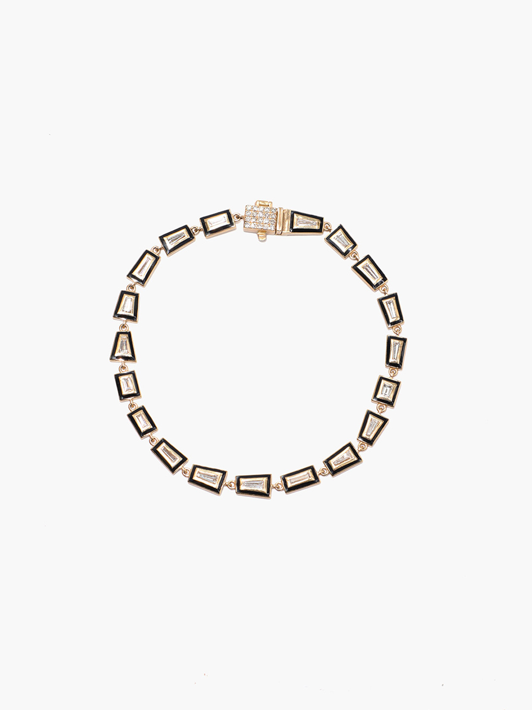 白露 K18 taperd baguette daia ena blacelet - Yellow Gold