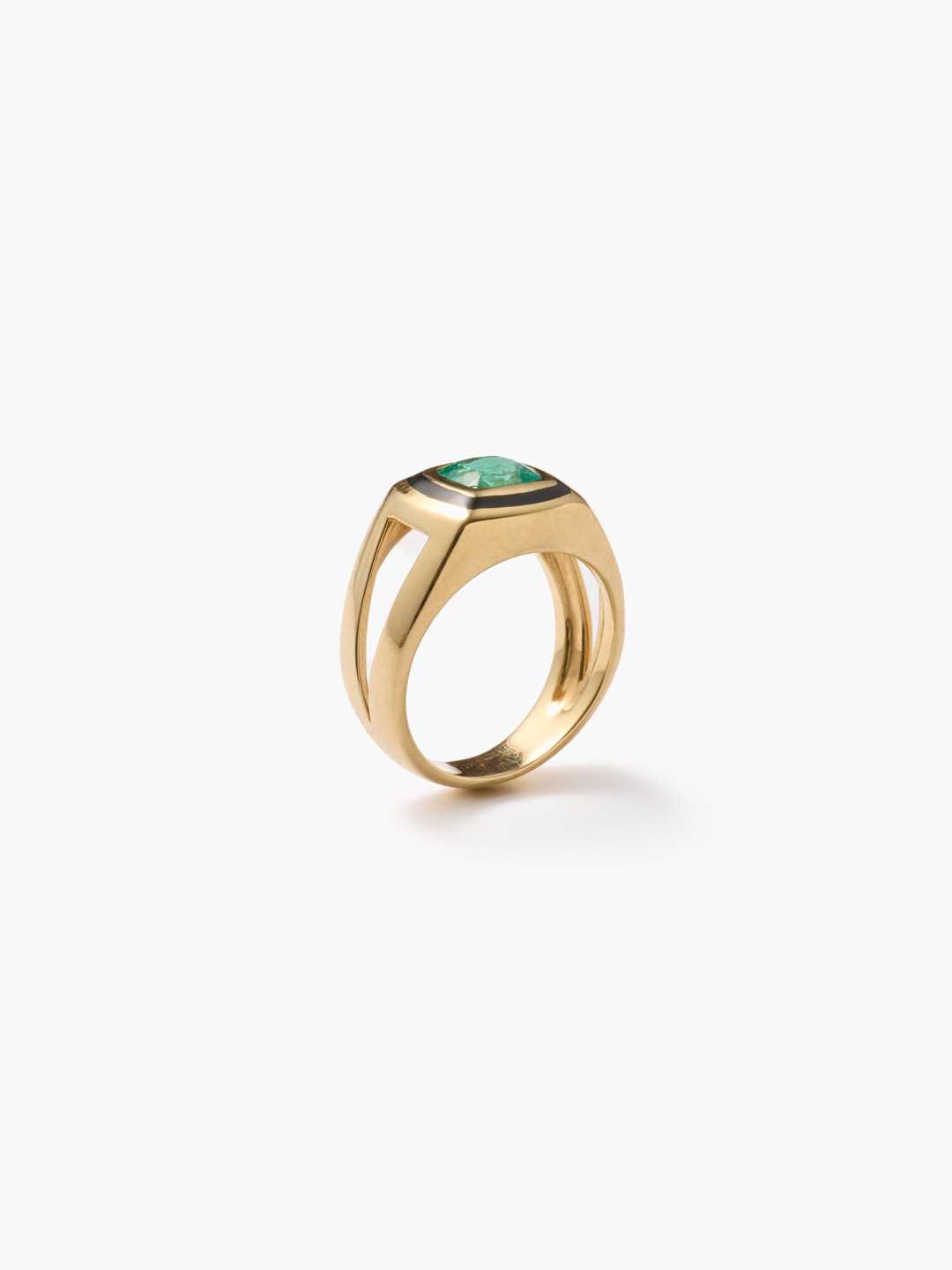 わかばえ K18 Emerald With Enamel Ring - Yellow Gold