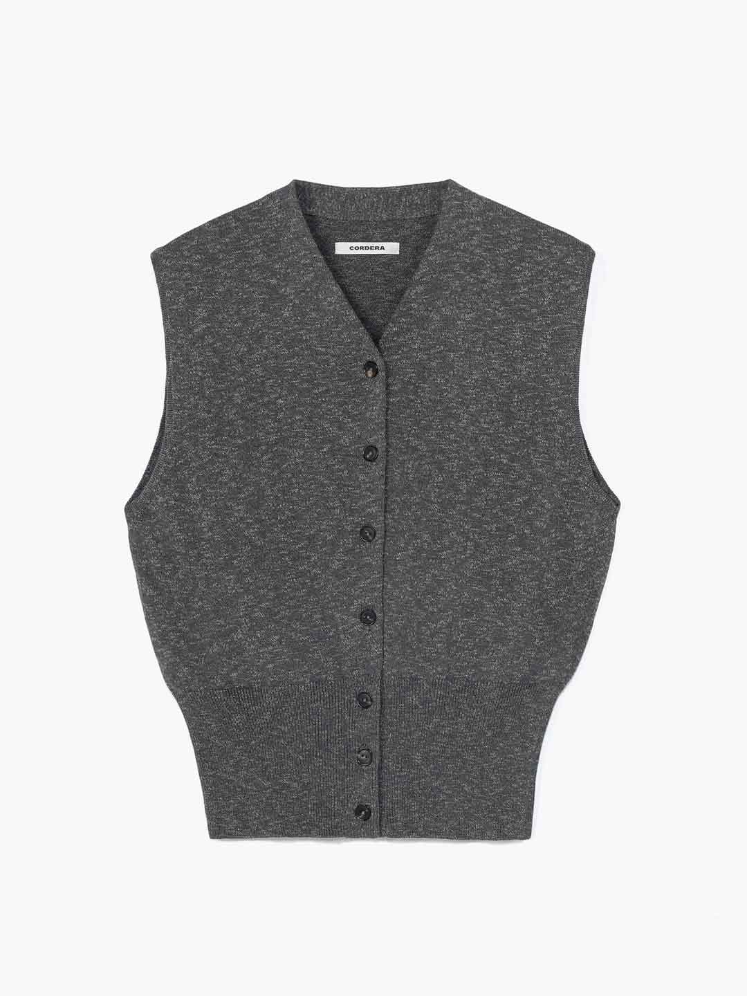 Flecked Cotton Waistcoat - Grey