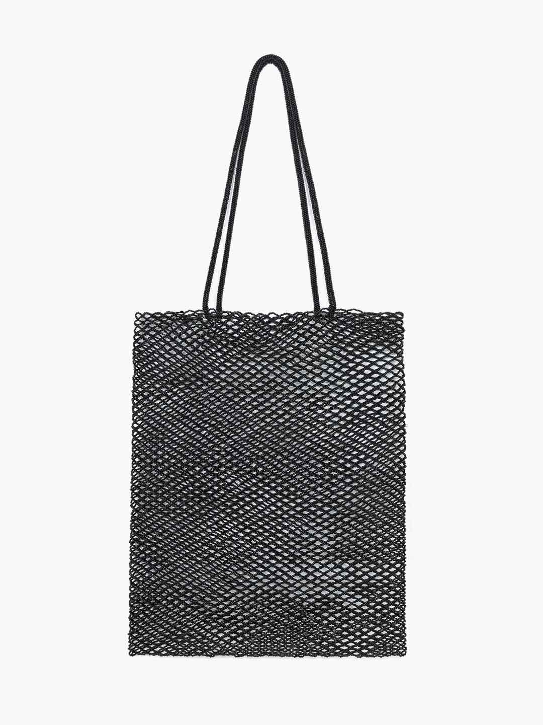 Handmade Beaded Tote Bag - Black