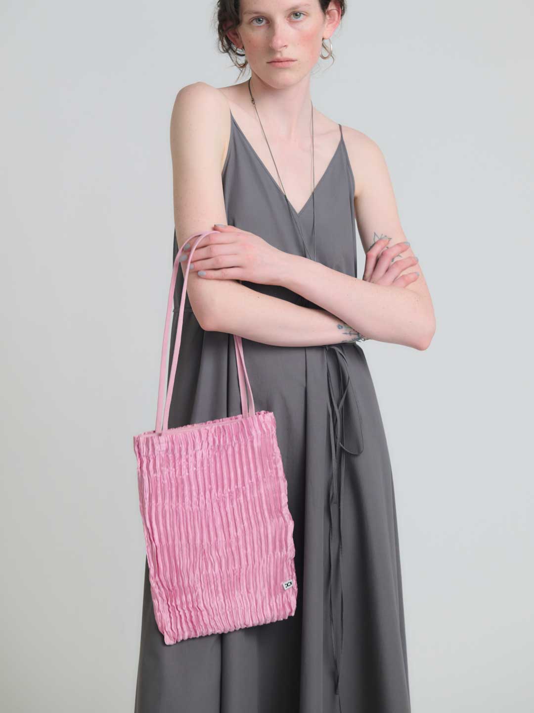 Plisse Satin Silk Bag - Pink