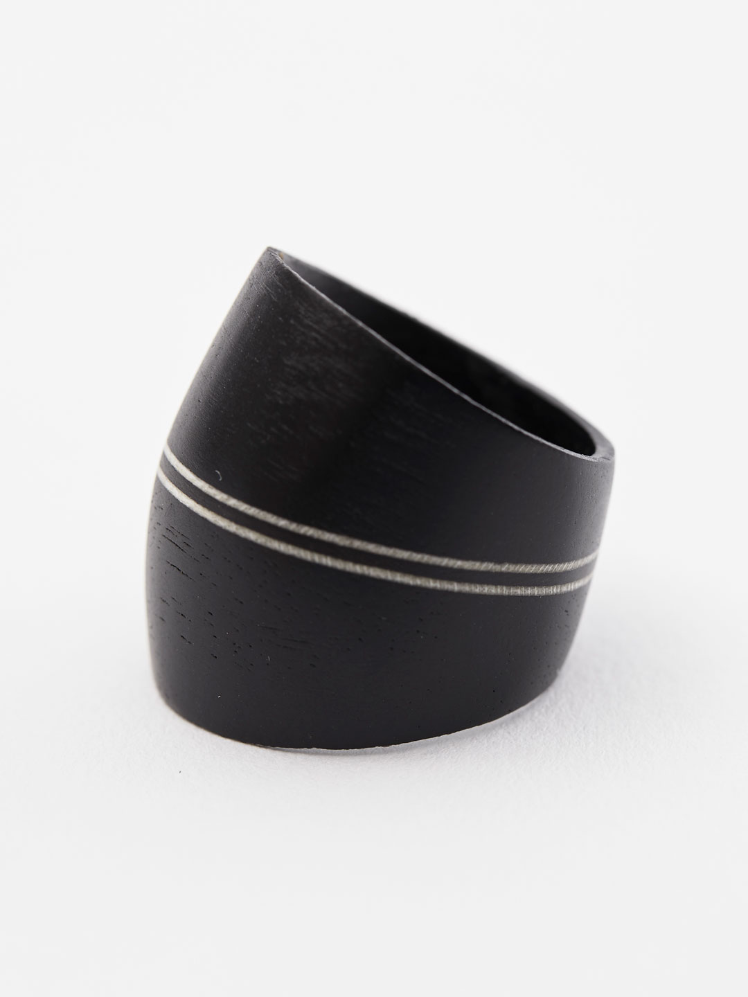 Dome Ring - 2 Line Black