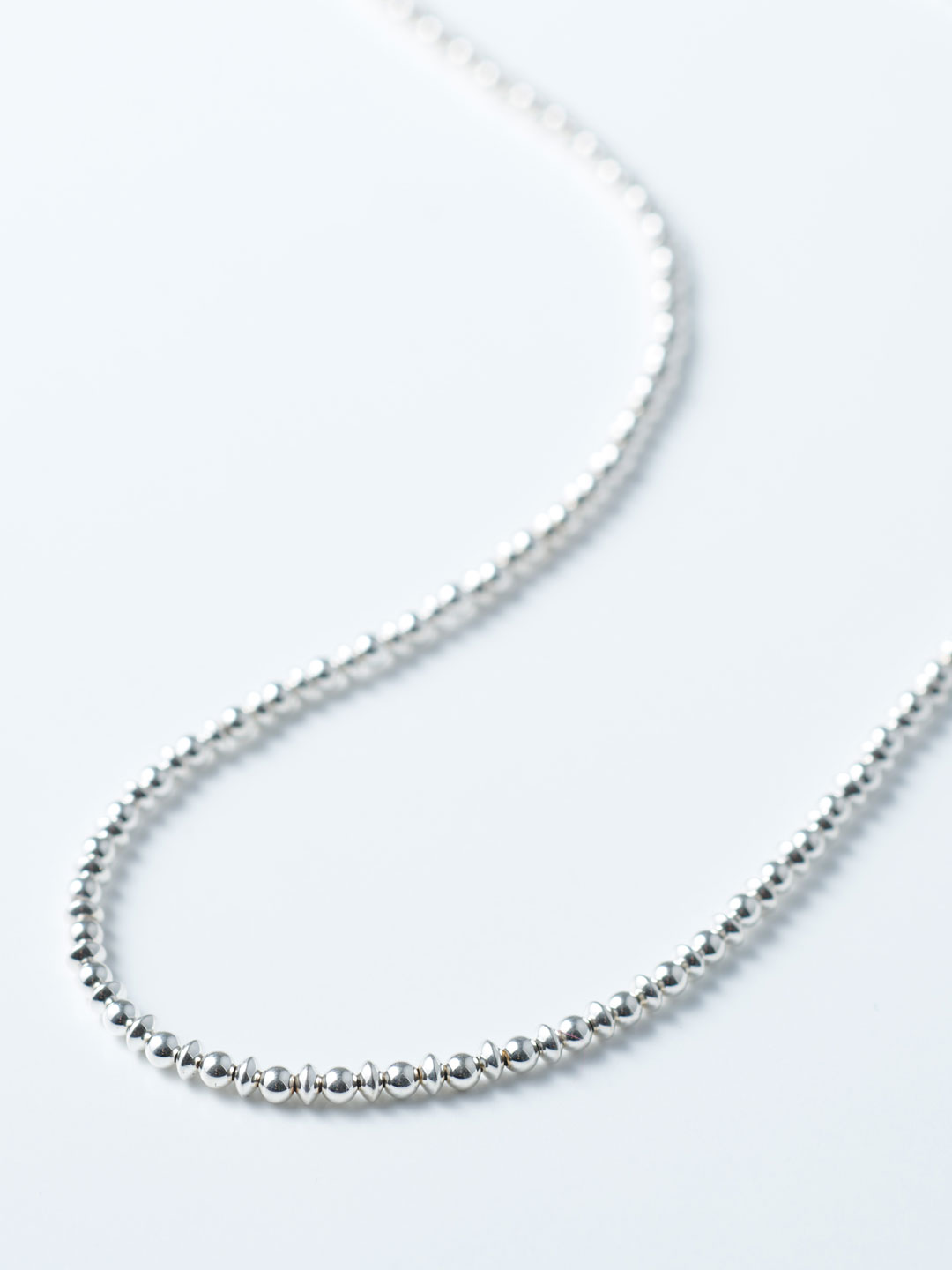 3mm Ball & Disc Chain Necklace 76cm  - Silver
