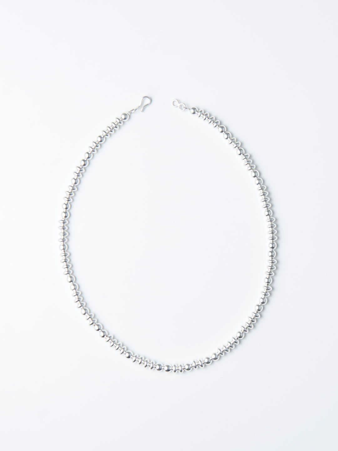 6mm Ball & 7mm Disc Chain Necklace 48cm - Silver