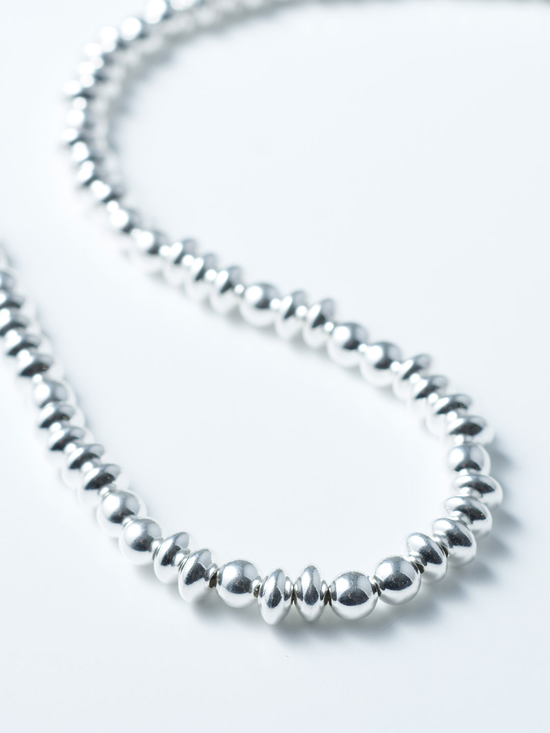 6mm Ball & 7mm Disc Chain Necklace 48cm - Silver