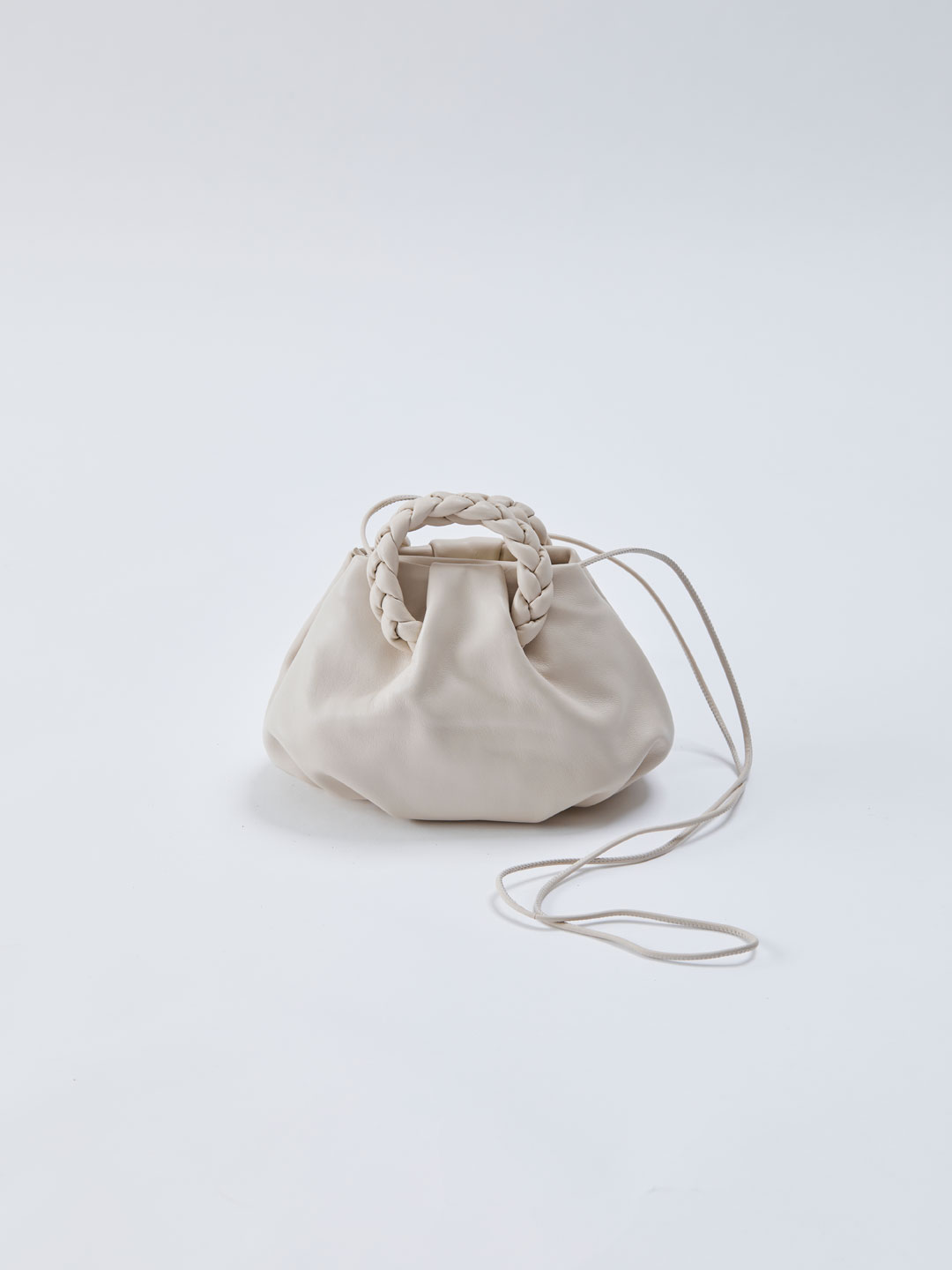 Bombon Small Plaited-handle Leather Crossbody - Off White