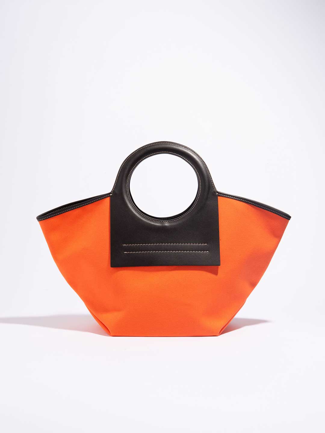 Cala Small Leather-trimmed Canvas Tote - Orange