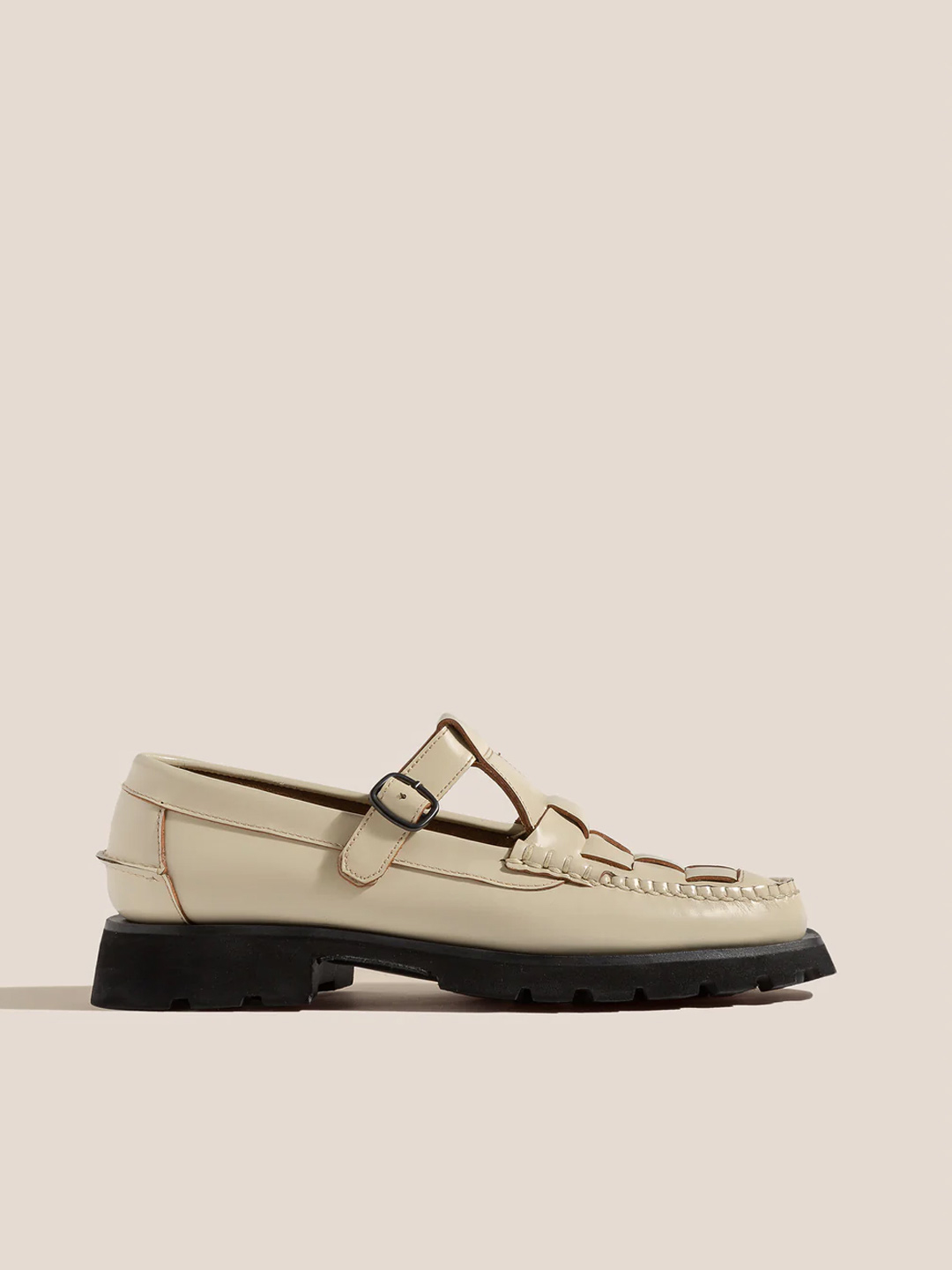 SOLLER SPORT - Tread Sole T-Bar Loafer - Custard
