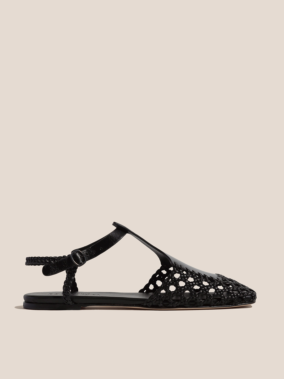 REIXA - Woven T-bar Sandals - Black