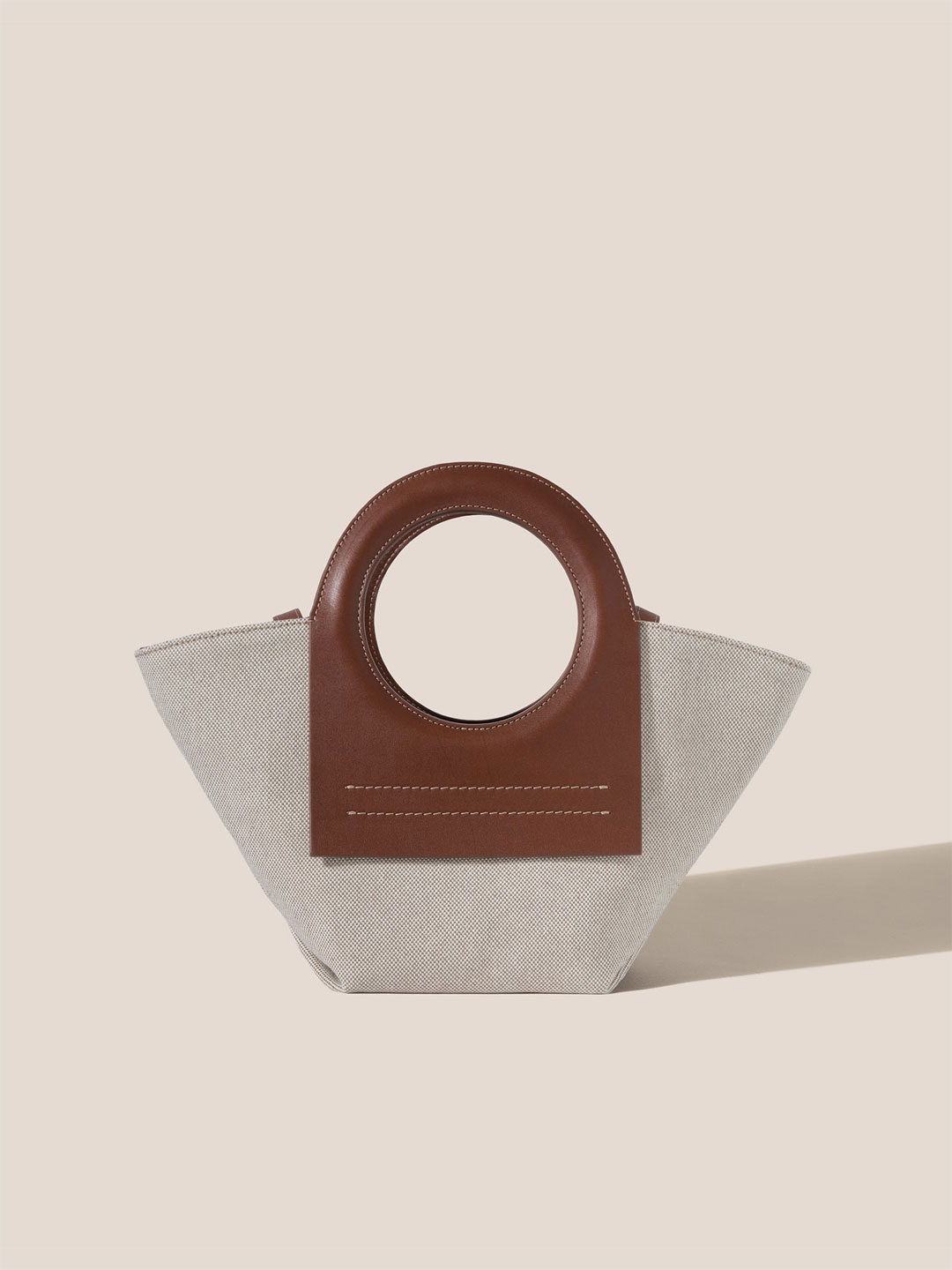Cala Mini Canvas-Leather Tote Bag - Chestnut