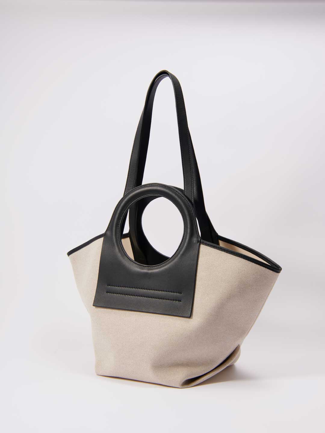Cala Small Canvas-Leather Tote Bag - Black