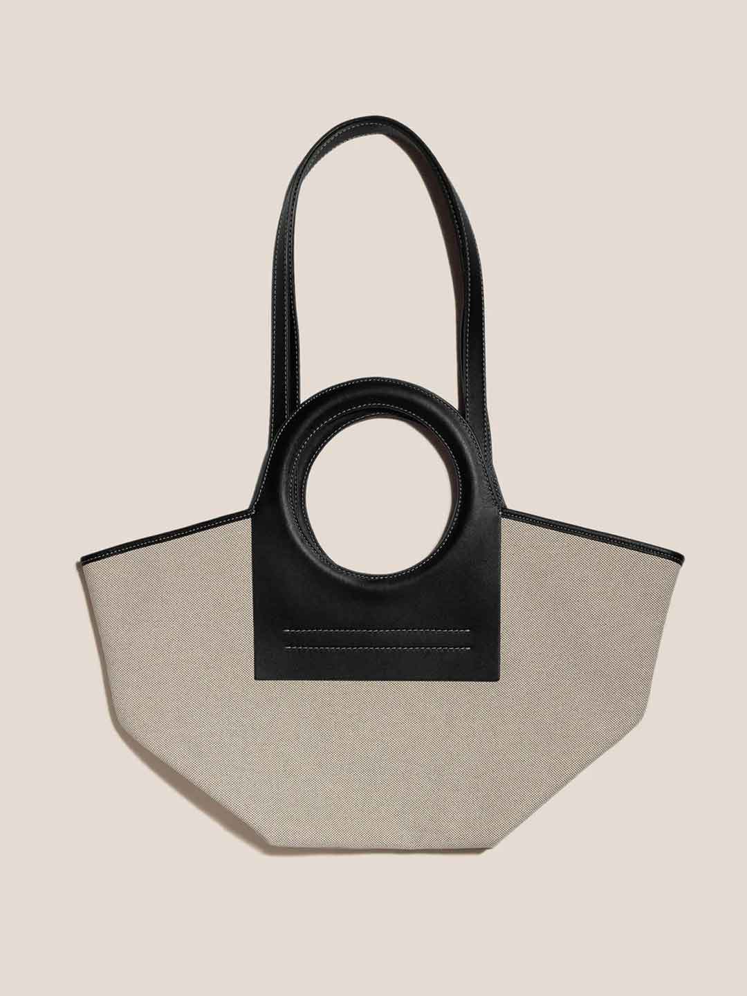 Cala S Canvas-Leather Tote Bag - Black