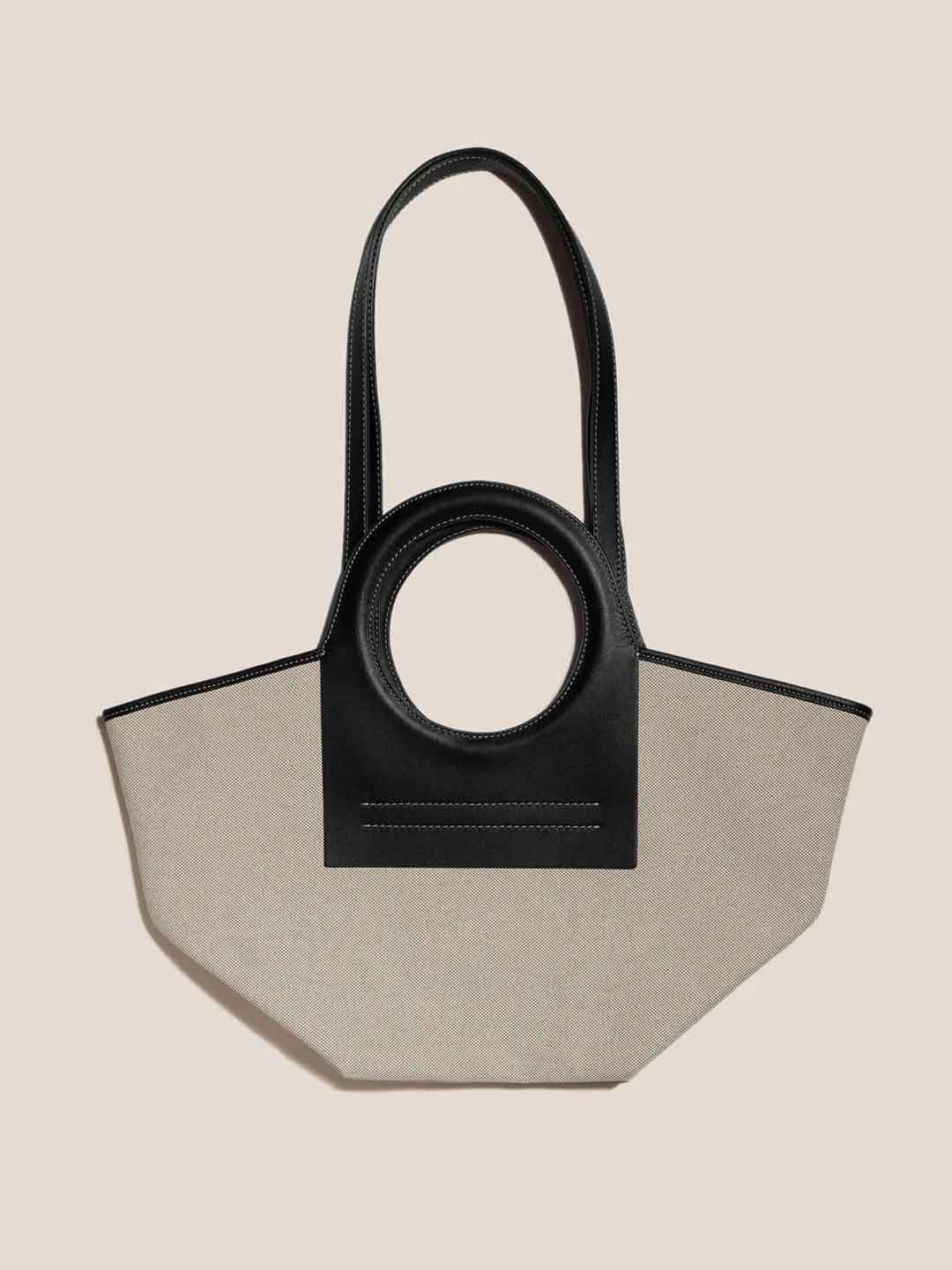 Cala Small Canvas-Leather Tote Bag - Black