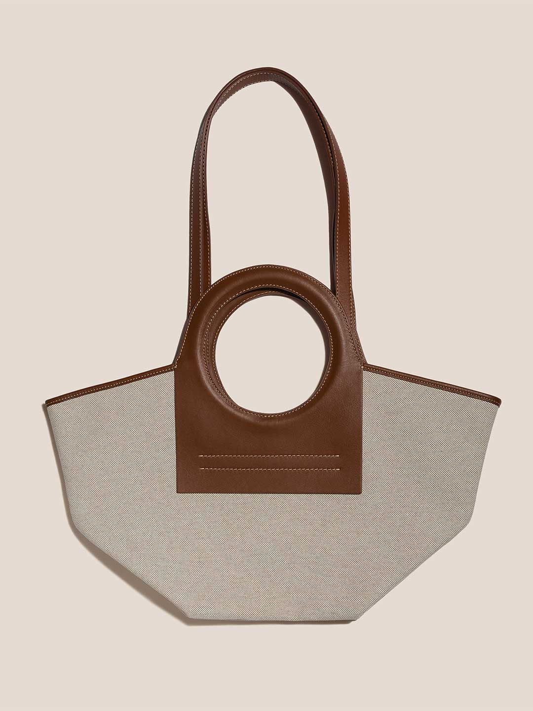 Cala S Canvas-Leather Tote Bag - Chestnut
