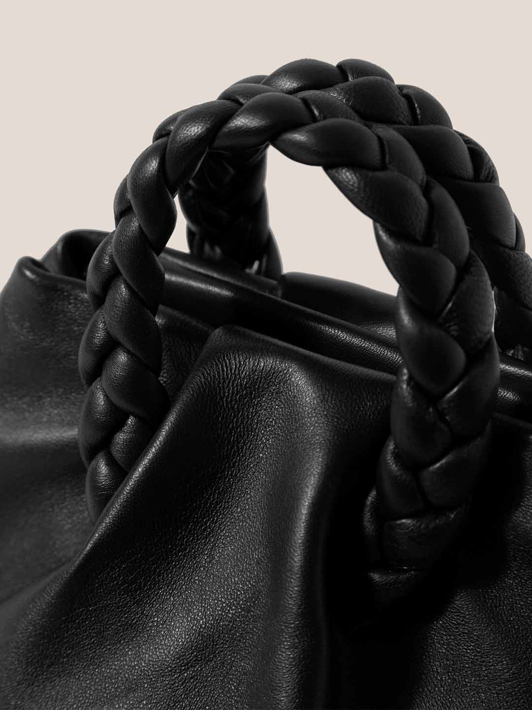 BOMBON - Small Plaited-handle Leather Crossbody - Black