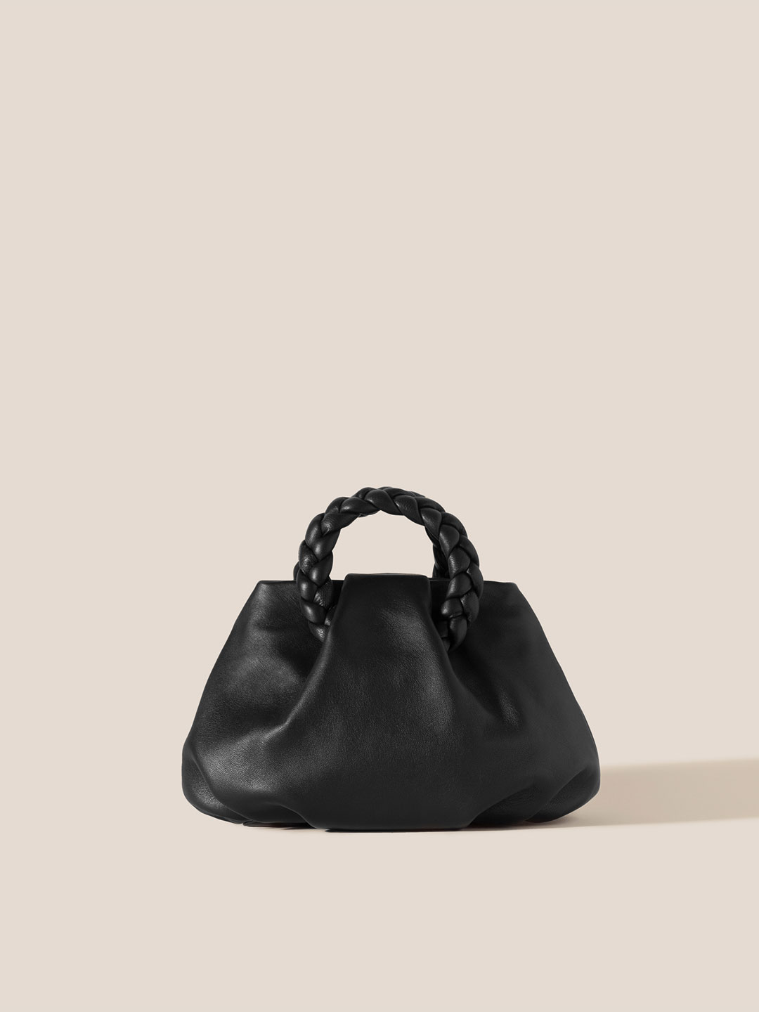 BOMBON - Small Plaited-handle Leather Crossbody - Black