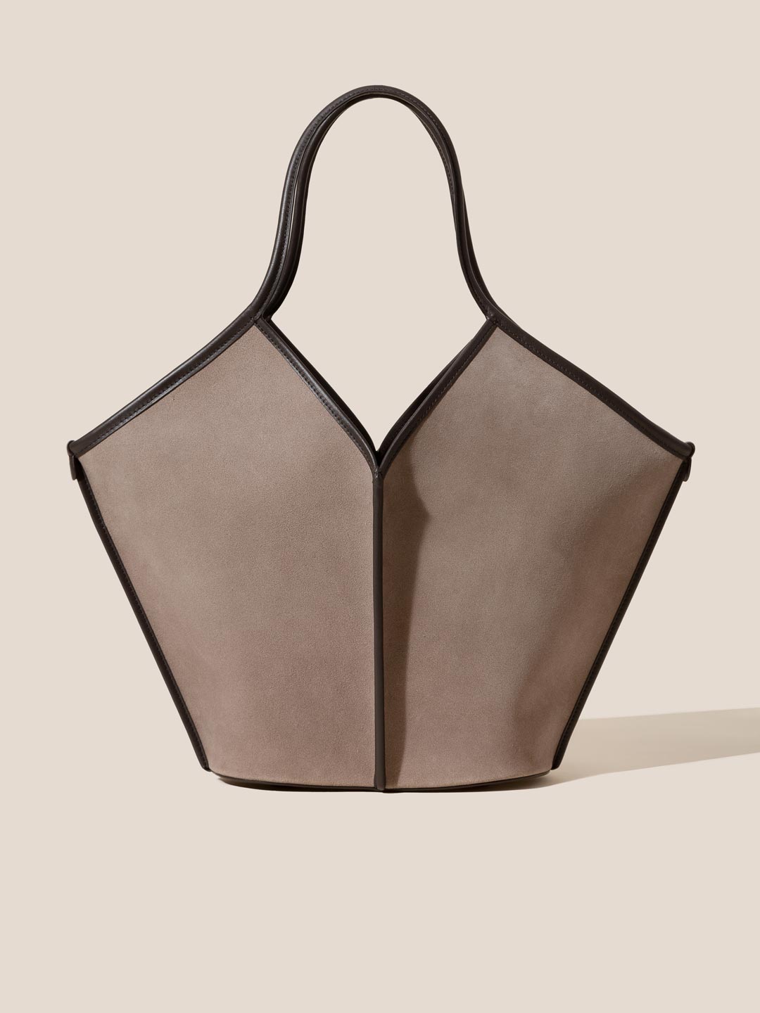 CALELLA SUEDE - Calf Suede Tote Bag - Grey/Dark Brown