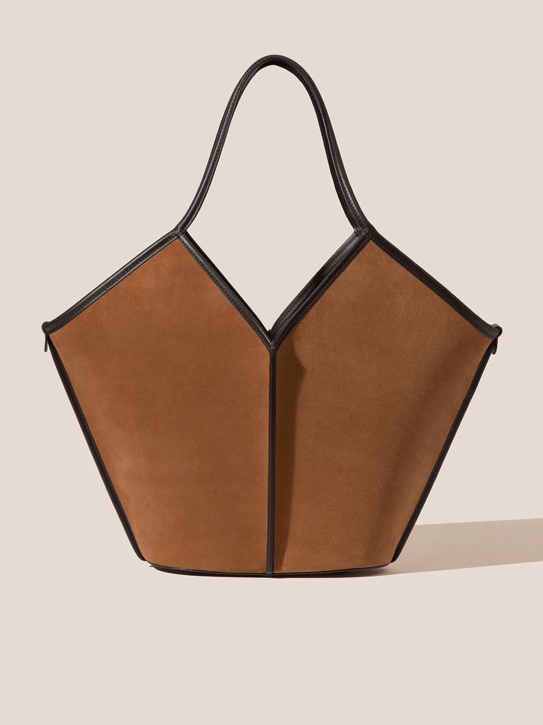 CALELLA SUEDE - Calf Suede Tote Bag - Tan/Dark Brown