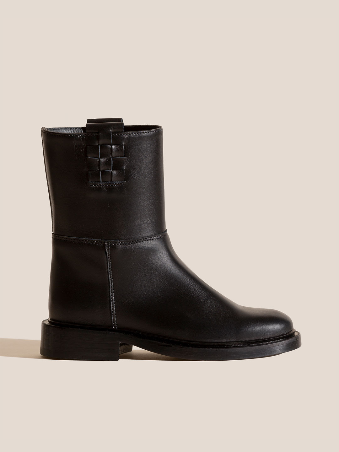 ANELLA LOW - Men's Interwoven Detailed Pull-On Boot - Black