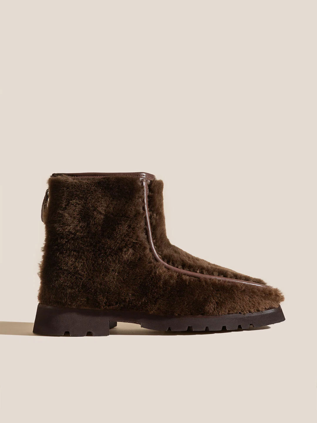 ARMENTA LOW ZIPPED - Shearling Ankle Boot Loafer - Forest Brown