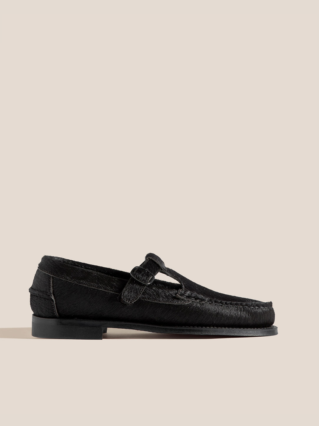 ALBER CALF HAIR - Men's T-bar Loafer - Ebony