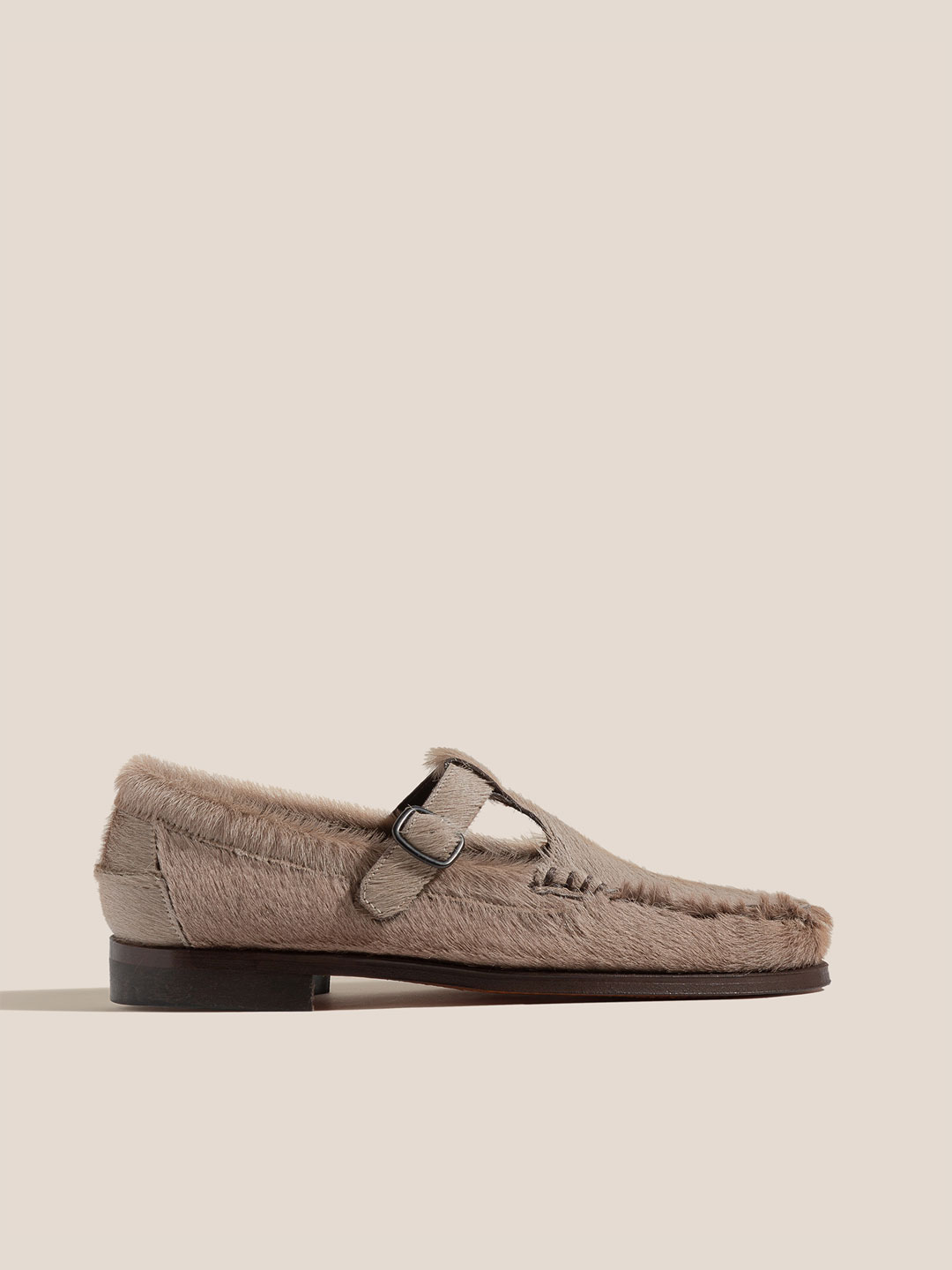 ALBER CALF HAIR - Men's T-bar Loafer - Taupe