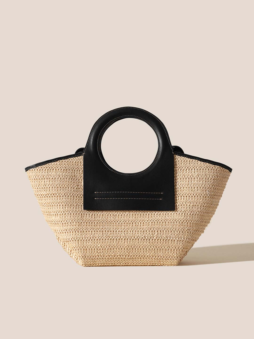 CALA S RAFFIA - Leather-trimmed Canvas Tote Bag - Black