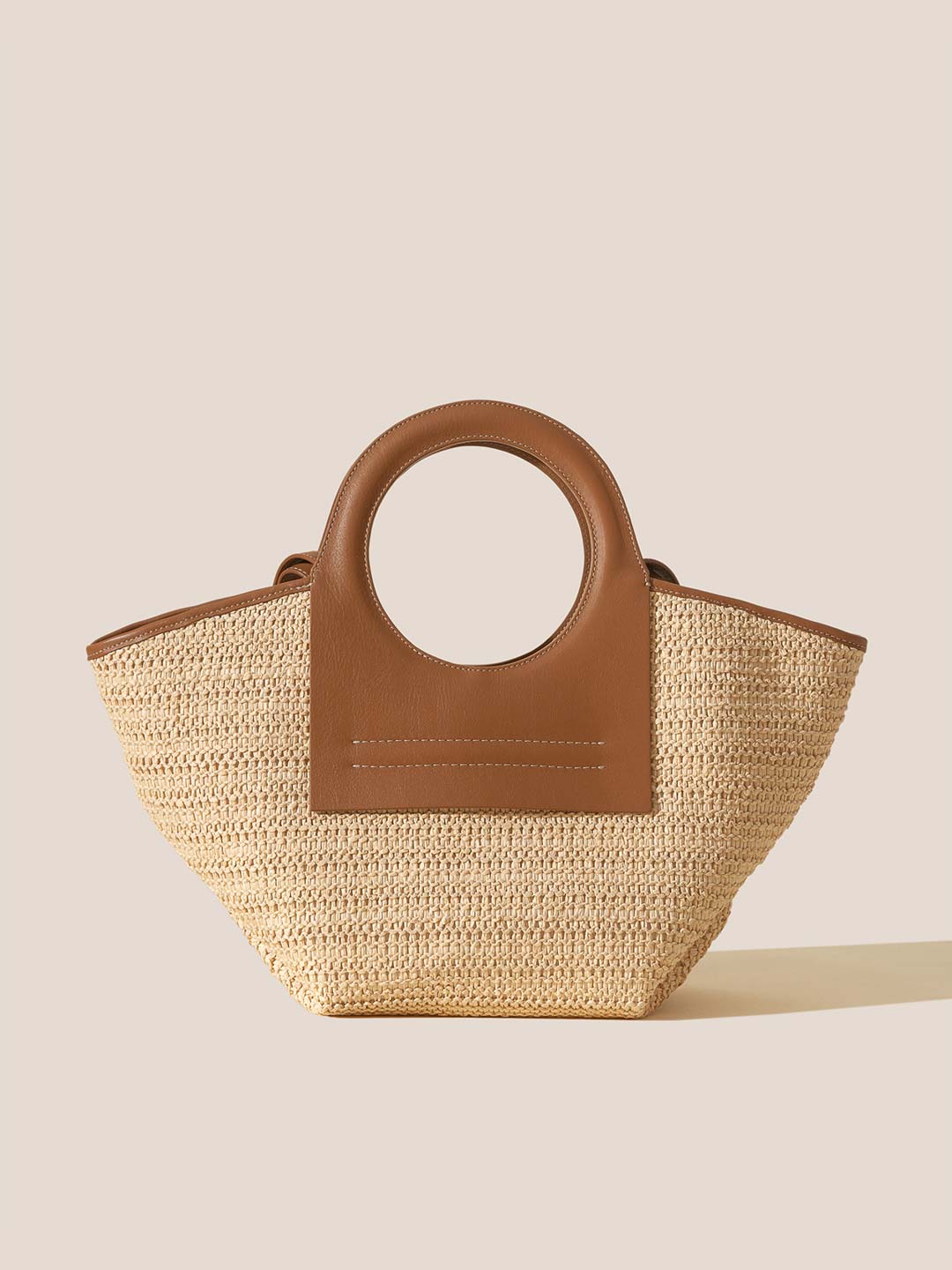 CALA S RAFFIA - Leather-trimmed Canvas Tote Bag - Tan