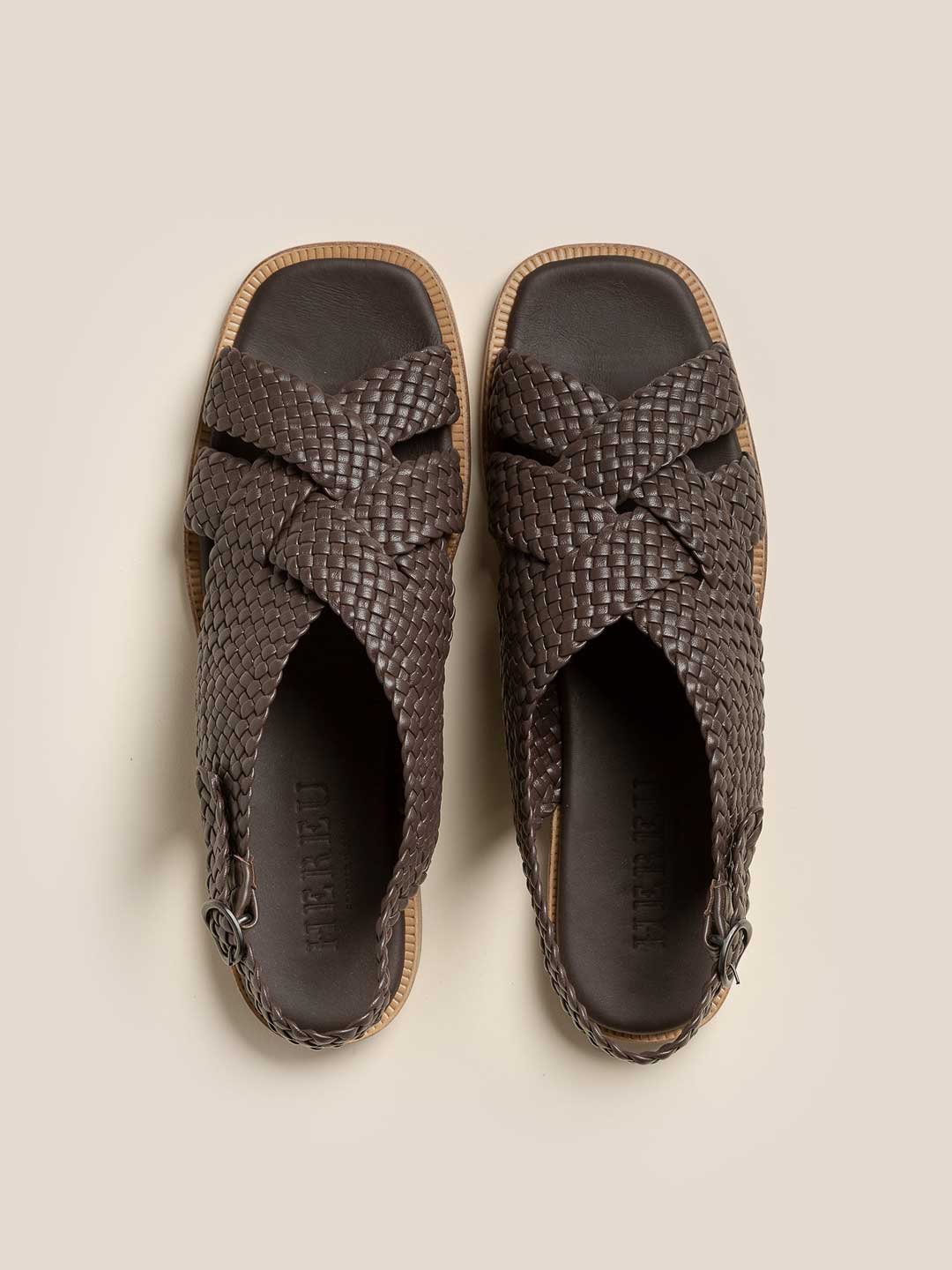 PENYO - Crossover Woven Sandal - Dark Brown