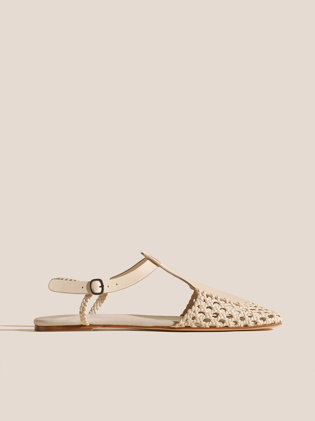 REIXA - Woven T-bar Sandal - Ivory