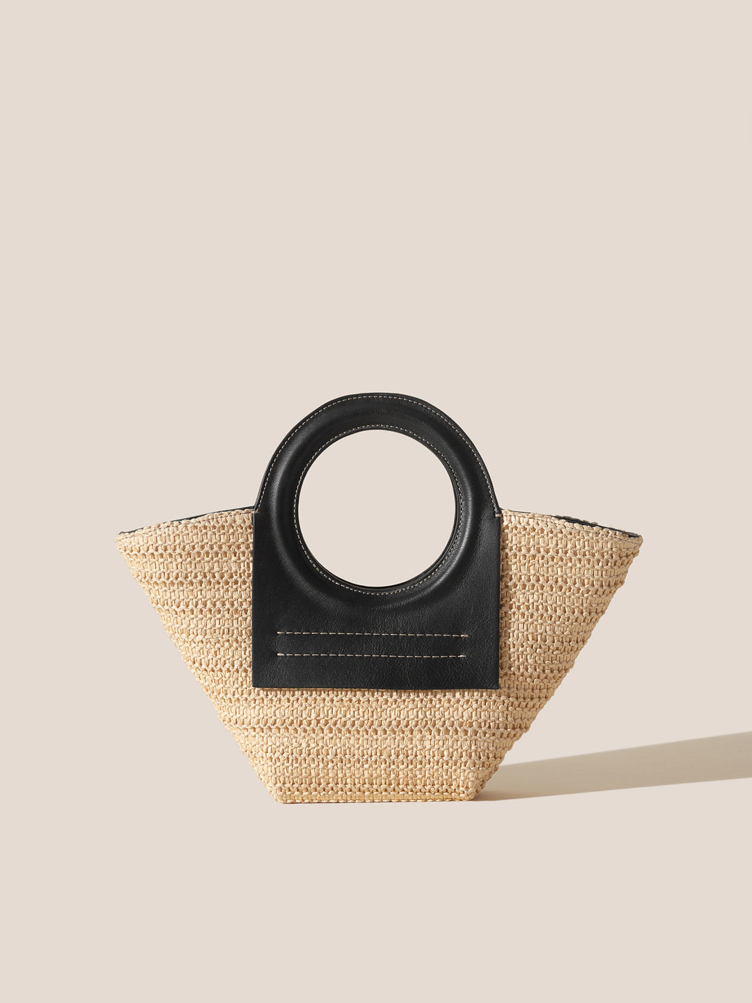 CALA MINI RAFFIA - Leather-trimmed Canvas Tote Bag - Black