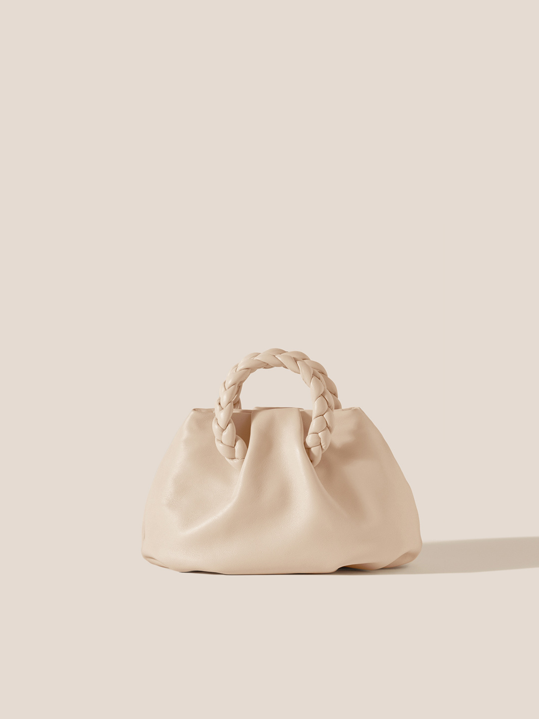 BOMBON - Small Plaited-handle Leather Crossbody Bag - Ivory